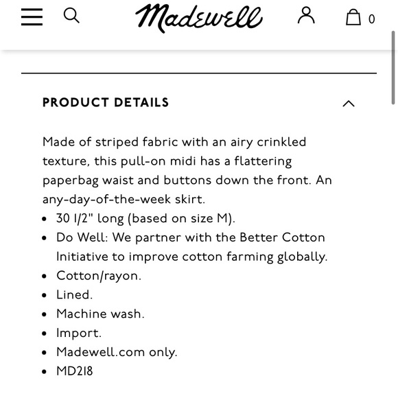 New: Madewell Paperbag Button Front Midi Skirt with Pockets - Picture 13 of 14